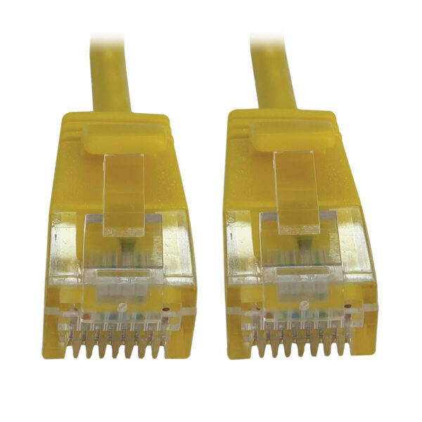 Tripp Lite series Cat6a 10G Snagless Molded Slim UTP Ethernet Cable (RJ45 M/M), PoE, Yellow, 1 ft. (0.3 m)