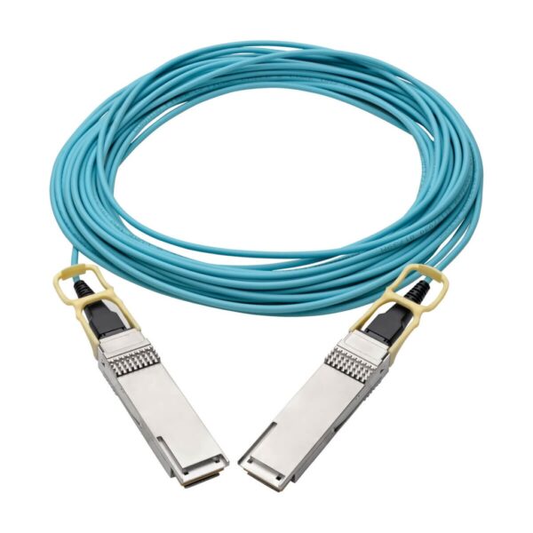 16996dc7c7ea17adc2bde96af304c8c6 Tripp Lite series QSFP28 to QSFP28 Active Optical Cable - 100GbE, AOC, M/M, Aqua, 10M (32.8 ft.)