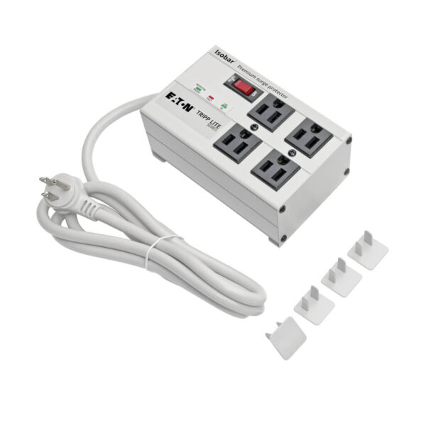 16bcb4c64217bf14d2bf11b3009dee4d Tripp Lite series Isobar 4-Outlet Surge Protector, 6 ft. Cord with Right-Angle Plug, 3330 Joules, Diagnostic LEDs, Metal Housing