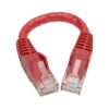 Tripp Lite series Cat6 Gigabit Snagless Molded (UTP) Ethernet Cable (RJ45 M/M), PoE, Red, 6-in. (15.24 cm)
