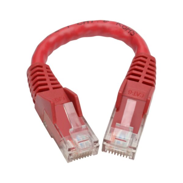 Tripp Lite series Cat6 Gigabit Snagless Molded (UTP) Ethernet Cable (RJ45 M/M), PoE, Red, 6-in. (15.24 cm)