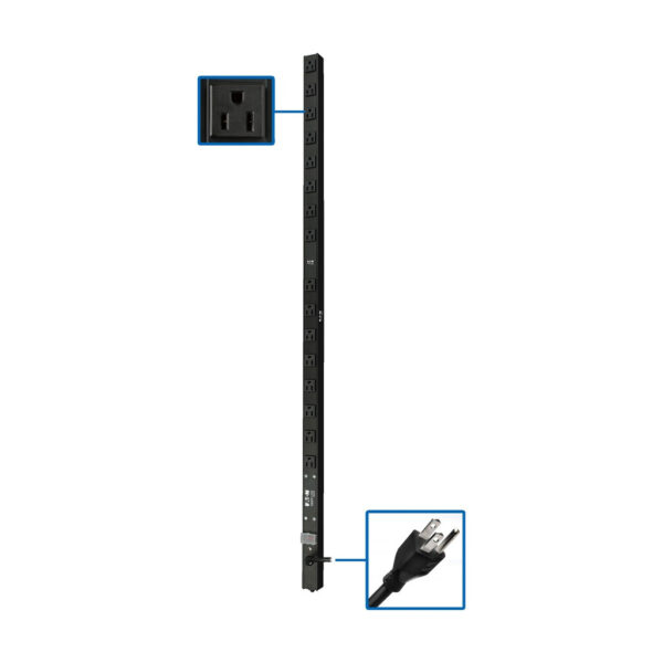 173ce4792e087b1014752198cee13355 Tripp Lite series 1.4kW 120V Single-Phase Basic PDU - 16 NEMA 5-15R Outlets, 5-15P Input, 15 ft. Cord, 48 in. 0U Rack