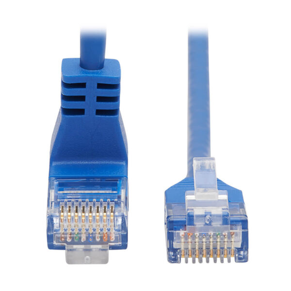 17480990f7bbd142ebaaa03cf4199473-2 Tripp Lite series Up-Angle Cat6 Gigabit Molded Slim UTP Ethernet Cable (RJ45 Right-Angle Up M to RJ45 M), Blue, 7 ft. (2.13 m)