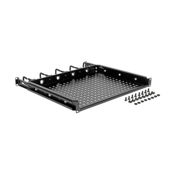 Tripp Lite series SmartRack Cantilevered Steel Rack Shelf - 1U, Vented, Integrated Cable Rings, 14.2 in. Deep, Holds up to 50 lbs (22.2 kgs)