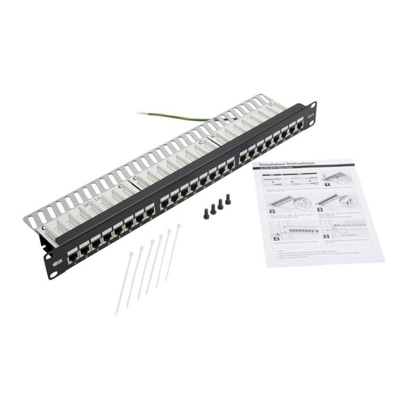 17e13dd107e296a88993d876d4565f45 Tripp Lite series Cat5e/Cat6 24-Port Patch Panel - Shielded, Krone IDC, 568B, RJ45 Ethernet, 1U, TAA