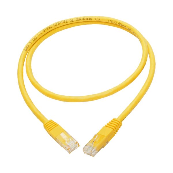 Tripp Lite series Cat6 Gigabit Molded (UTP) Ethernet Cable (RJ45 M/M), PoE, Yellow, 3 ft. (0.91 m)