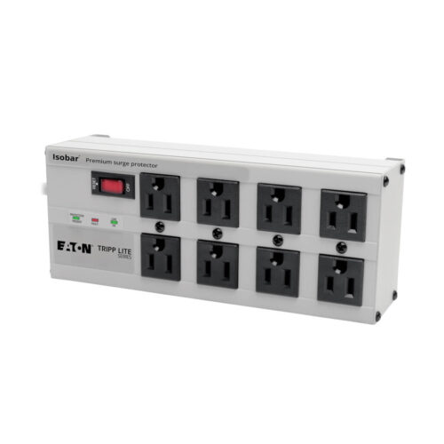 Tripp Lite series Isobar 8-Outlet Surge Protector, 25 ft. Cord with Right-Angle Plug, 3840 Joules, Diagnostic LEDs, Metal Housing