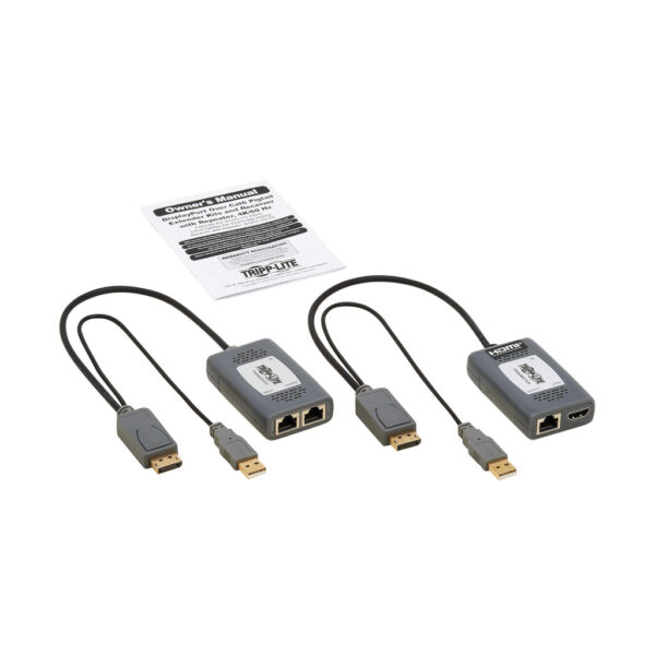 Tripp Lite series 1-Port DisplayPort over Cat6 Extender Kit, Pigtail Transmitter/Receiver, 4K 60 Hz, HDR, 4:4:4, 230 ft. (70.1 m), TAA