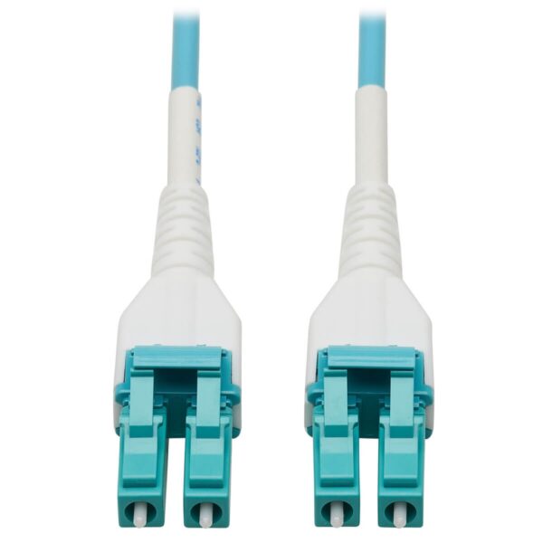 Tripp Lite series 100G Duplex Multimode 50/125 OM4 Armored Fiber Optic Cable (LC/LC Duplex M/M), LSZH, Aqua, 15 m (49.2 ft.)