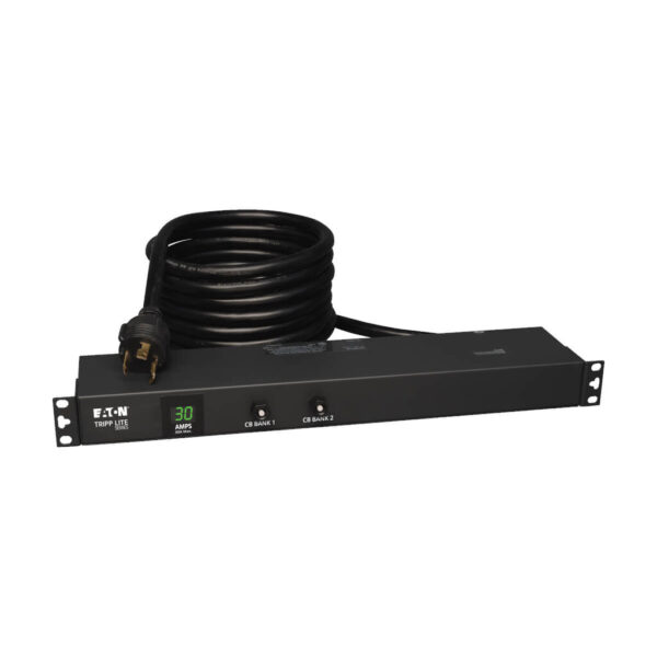 Tripp Lite series 2.9kW Single-Phase Local Metered PDU, 120V Outlets (12 5-15/20R), L5-30P, 15 ft. (4.57 m) Cord, 1U Rack-Mount