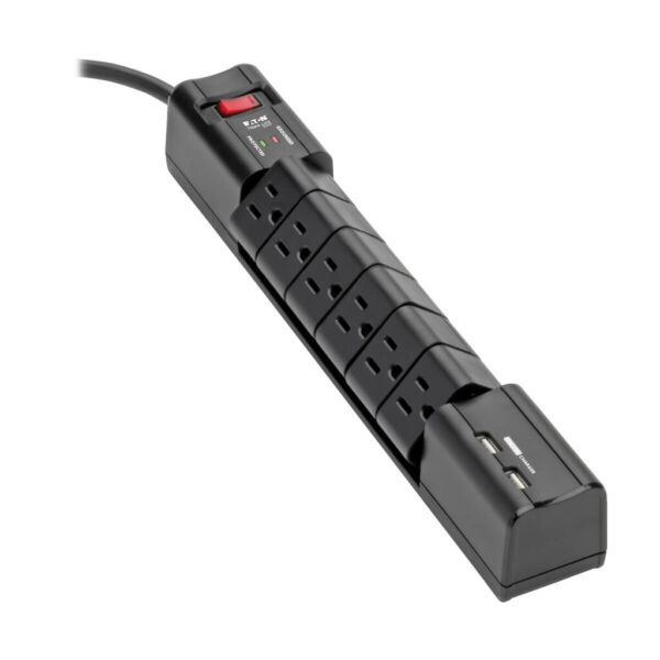18ee787adc784eb925ba9522273ad470 Tripp Lite series Protect It! Surge Protector with 6 Rotatable Outlets, 8 ft. (2.43 m) Cord, 1080 Joules, 2xUSB Charging ports (3.4A)