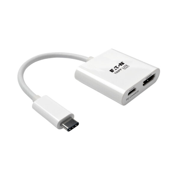 Tripp Lite series USB-C to HDMI Adapter with PD Charging, HDCP, White