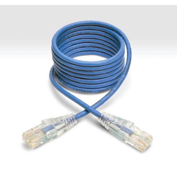 19a099fe10a70cc315262693ff2fce40 Tripp Lite series Cat6 Gigabit Snagless Slim UTP Ethernet Cable (RJ45 M/M), PoE, Blue, 7 ft. (2.13 m)