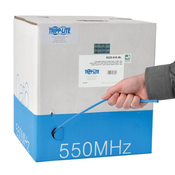 19aac9b2238fee20052a84163b90b7fd Tripp Lite series Cat6 Gigabit Solid Core UTP PVC Bulk Ethernet Cable, Blue, 1000 ft. (304.8 m), TAA