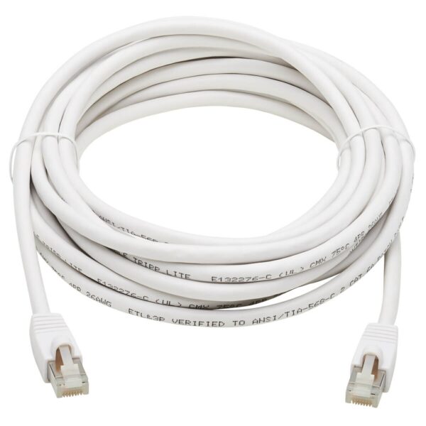 19ba390346b29ed07a0bb10d2c7e21c9 Tripp Lite series Safe-IT Cat6a 10G Snagless Antibacterial S/FTP Ethernet Cable (RJ45 M/M), PoE, White, 25 ft. (7.62 m), TAA