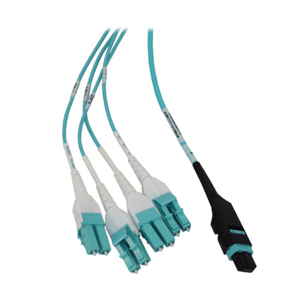 19ca22394eb6ae3d3c7a7b4707821ea3 Tripp Lite series Preloaded Fiber Panel, 1U - 2x (12F MTP/MPO-PC to 4x LC Duplex F/M) 8F Trunk Cables, OM4 Multimode, 20 m (65.6 ft.)