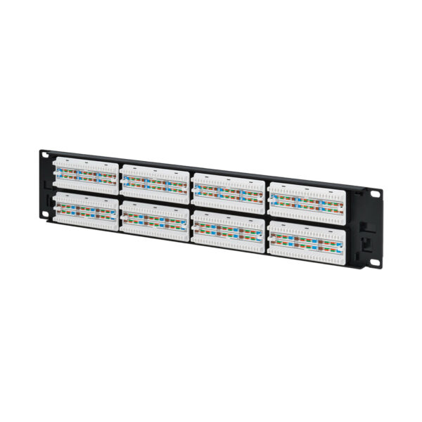 Tripp Lite series 48-Port Cat6 Patch Panel - 4PPoE Compliant, 110/Krone, 568A/B, RJ45 Ethernet, 2U Rack-Mount, Black, TAA