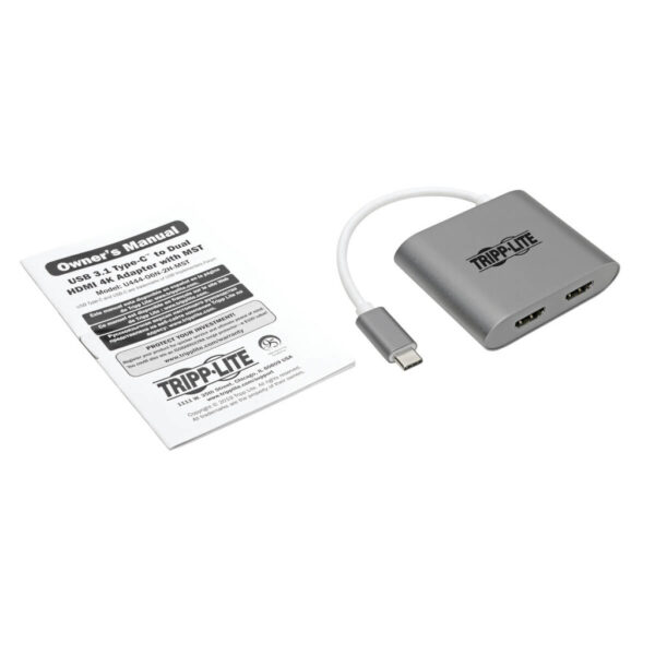Tripp Lite series USB-C Adapter, Dual HDMI 4K MST Adapter (M/2xF), Gray