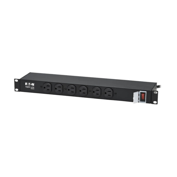 Tripp Lite series 1U Rack-Mount Power Strip, 120V, 15A, 5-15P, 12 Outlets (6 Front-Facing, 6-Rear-Facing), 15 ft. (4.57 m) Cord