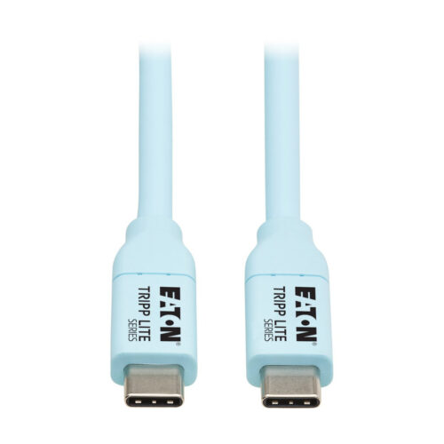 Tripp Lite series Safe-IT USB-C Cable (M/M), Antibacterial, Ultra Flexible, 240W PD Charging, Light Blue, 6 ft. (1.8 m)