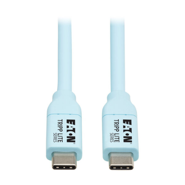 Tripp Lite series Safe-IT USB-C Cable (M/M), Antibacterial, Ultra Flexible, 240W PD Charging, Light Blue, 6 ft. (1.8 m)