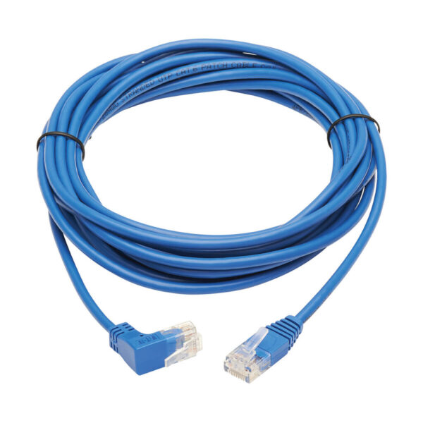 Tripp Lite series Up-Angle Cat6 Gigabit Molded Slim UTP Ethernet Cable (RJ45 Right-Angle Up M to RJ45 M), Blue, 15 ft. (4.57 m)