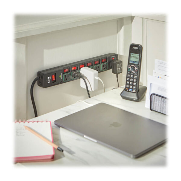 Tripp Lite series ECO-Surge 7-Outlet Surge Protector, 6 ft. (1.83 m) Cord, 1080 Joules, 6 Individually Controlled Outlets, Black Housing