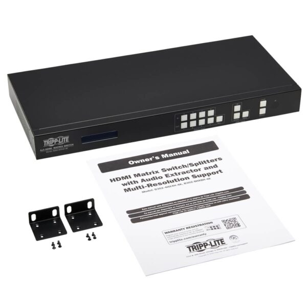 1d82b8465af9e1830323a1d5a2a51efe Tripp Lite series 4x4 HDMI Matrix Switch/Splitter with Audio Extractor, Remote Access and Multi-Resolution Support, 4K 60 Hz, HDR