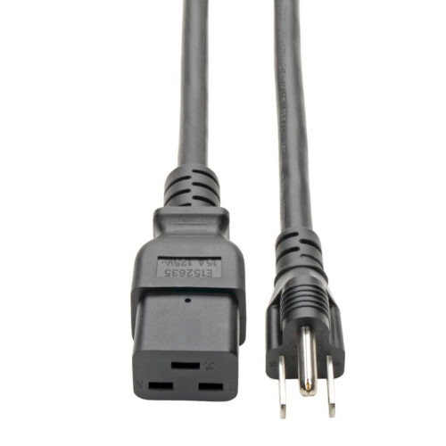 Tripp Lite series Computer Power Cord, C19 to NEMA 5-15P - Heavy-Duty, 15A, 125V, 14 AWG, 8 ft. (2.43 m), Black