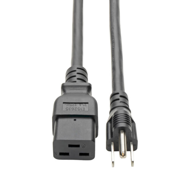 1d9d5d9c08b401af9952831feee76e72-1 Tripp Lite series Computer Power Cord, C19 to NEMA 5-15P - Heavy-Duty, 15A, 125V, 14 AWG, 8 ft. (2.43 m), Black