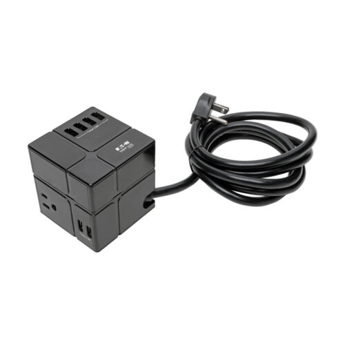 Tripp Lite series Protect It! 3-Outlet Power Cube Surge Protector - 6 USB-A Ports (7.2A Shared), 6 ft. (1.83 m) Cord, 540 Joules, Black