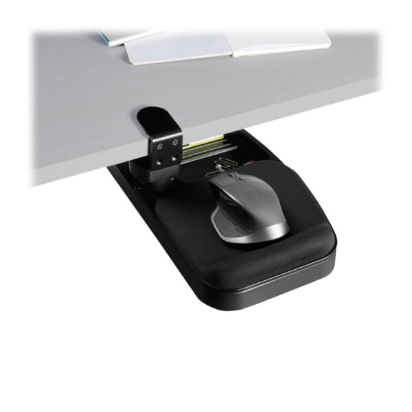 Tripp Lite series Under-Desk Clamp-On Storage Tray with Built-In Mouse Pad and Wrist Rest