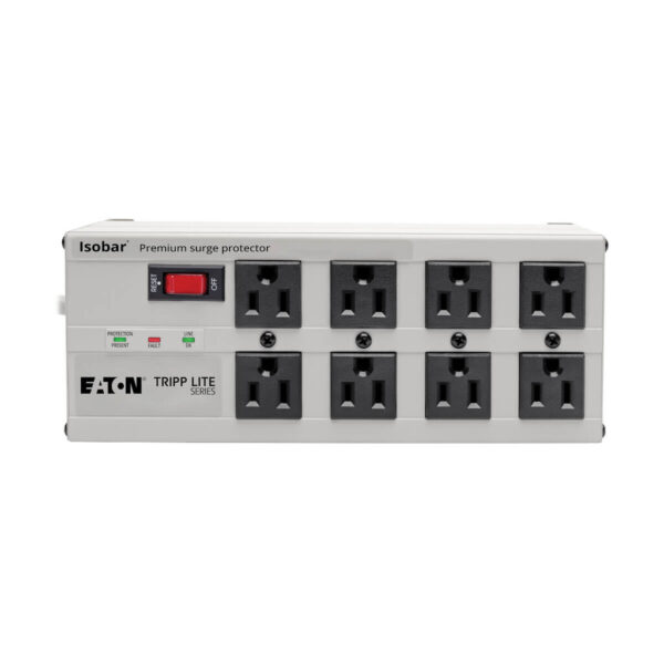 Tripp Lite series Isobar 8-Outlet Surge Protector, 25 ft. Cord with Right-Angle Plug, 3840 Joules, Diagnostic LEDs, Metal Housing