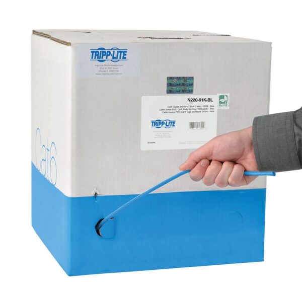 Tripp Lite series Cat6 Gigabit Bulk UTP Stranded 24 AWG CMR PVC Cable, Blue, 1000 ft. (304.8 m)