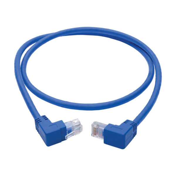 1eb7c1c2030ab72ed809a950f354571c Tripp Lite series Up/Down-Angle Cat6 Gigabit Molded UTP Ethernet Cable (RJ45 Up-Angle M to RJ45 Down-Angle M), Blue, 3 ft. (0.91 m)