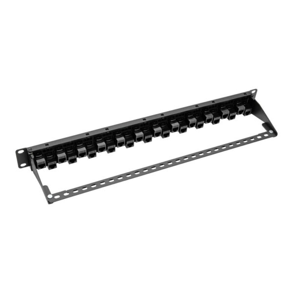 Tripp Lite series 24-Port 1U Rack-Mount Cat5e/6 Offset Feed-Through Patch Panel with Cable Management Bar, RJ45 Ethernet, TAA