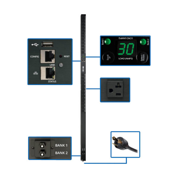 Eaton 2.9kW Single-Phase Monitored PDU with LX Platform Interface, 120V Outlets (24 5-15/20R), L5-30P Plug, 0U Vertical, TAA