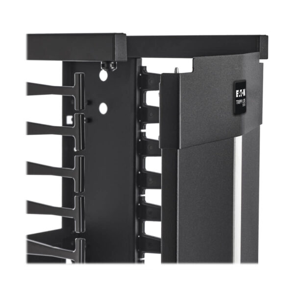 1ef854701570cfaf73c2188e63a9b778 Tripp Lite series High-Capacity Vertical Cable Manager - Deep Double Finger Duct with Cover, Single Sided, 12 in. Wide, Black, 7 ft. (2.2 m)