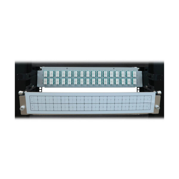 1fdf4f33410408055742f95956b4e913 Tripp Lite series Preloaded Fiber Patch Panel, 2U - 32x (12F MTP/MPO-PC to 4x LC Duplex F/F) 8F Trunk Cables, OM4 Multimode, 3 m (9.8 ft.)