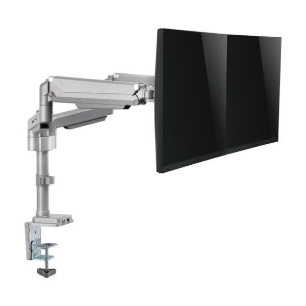 1ffaae1efa7ec638c350fcc3f21ccbd2 Tripp Lite series Dual-Display Gas-Arm Mount for 13” to 34” Monitors - Clamp or Grommet, USB, Audio Ports