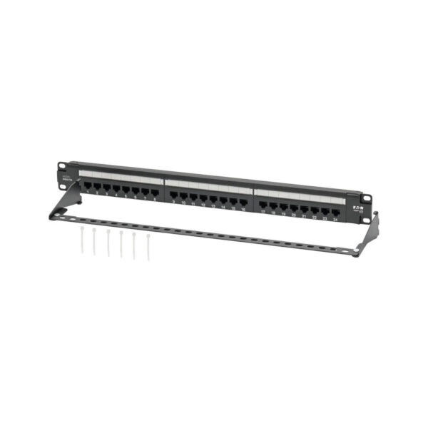 Tripp Lite series Cat5e 24-Port Patch Panel - PoE+ Compliant, 110/Krone, 568A/B, RJ45 Ethernet, 1U Rack-Mount, TAA