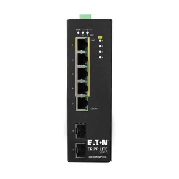 20b34196c3faeee83b40eaf99821ed0d Tripp Lite series 5-Port Lite Managed Industrial Gigabit Ethernet Switch - 10/100/1000 Mbps, PoE+ 30W, 2 GbE SFP Slots, -10° to 60°C, DIN Mount, TAA