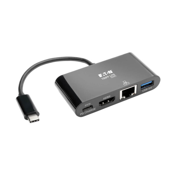 20bb6628664165ca624c485d7f109558 Tripp Lite series USB-C Multiport Adapter - HDMI, USB 3.x (5Gbps) Hub Port, Gigabit Ethernet, 60W PD Charging, HDCP, Black