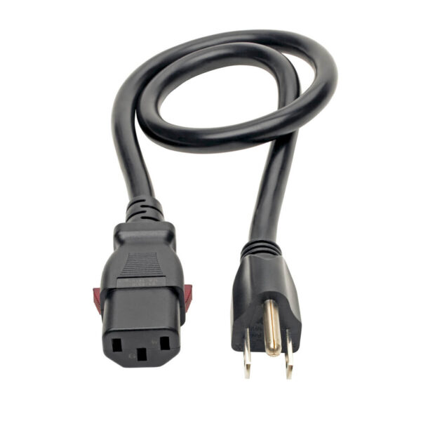 Tripp Lite series Computer Power Cord, NEMA 5-15P to Locking C13 - Heavy-Duty, 15A, 125V, 14 AWG, 3 ft. (0.91 m), Black