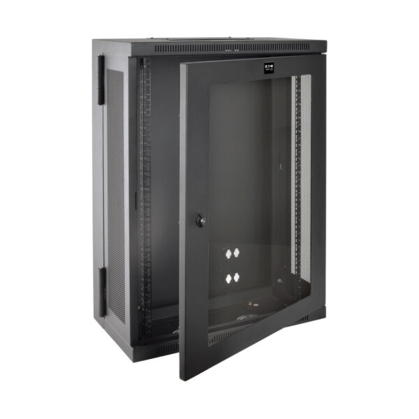 20eeb5c0883d2d97bde9530cb3269a21 Tripp Lite series SmartRack 18U Low-Profile Patch-Depth Wall-Mount Half-Height Rack Enclosure, Clear Acrylic Window, Hinged Back