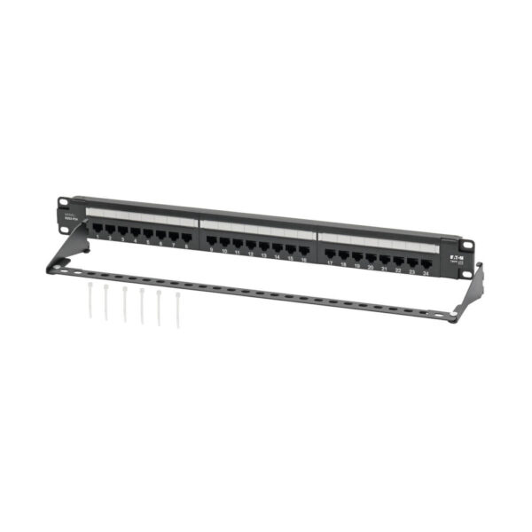 Tripp Lite series 24-Port Cat6 Patch Panel - 4PPoE Compliant, 110/Krone, 568A/B, RJ45 Ethernet, 1U Rack-Mount, Black, TAA