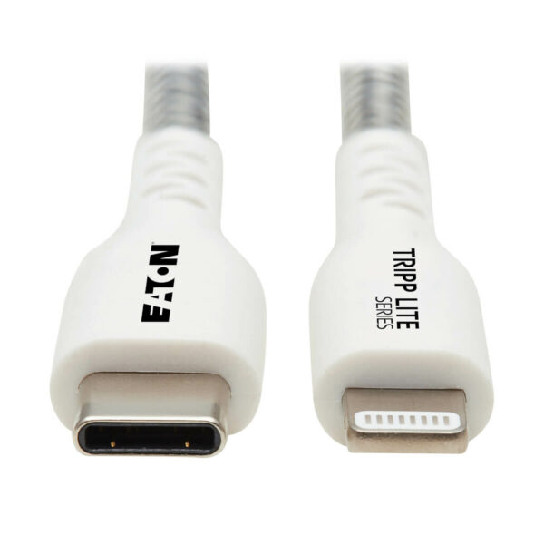 216b764b28d22dcceec46e457fe4c205 Tripp Lite series Heavy-Duty USB-C to Lightning Sync/Charge Cable with Status LED - MFi Certified, M/M, USB 2.0, 3 ft.