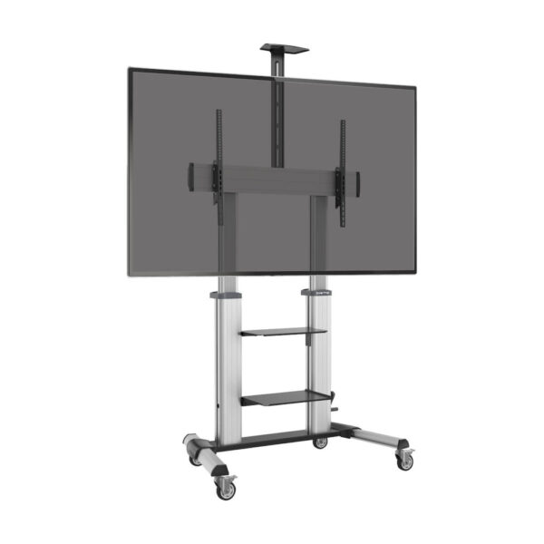 Tripp Lite series Safe-IT Heavy-Duty Rolling TV Cart with Height-Adjusting Crank Handle for 60 to 100-inch Displays