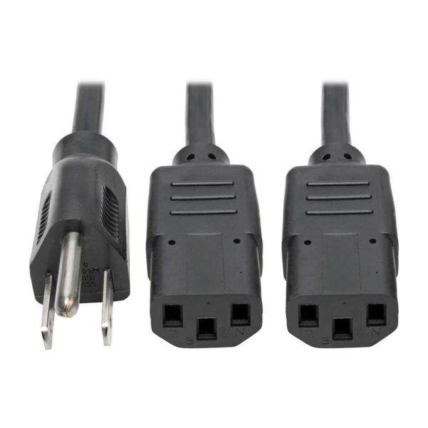 21eb934d1670fb8f2de001fe1854246b Tripp Lite series Y Splitter Power Cable, NEMA 5-15P to 2x C13 - 10A, 125V, 18 AWG, 6 ft. (1.83 m), Black