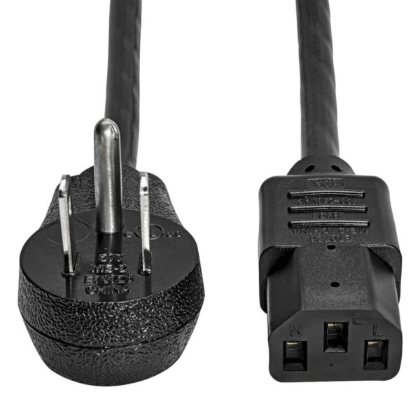 21f97440538f0f3c926543b3389007fe Tripp Lite series Computer Power Cord, Right-Angle NEMA 5-15P to C13 - Heavy-Duty, 15A, 125V, 14 AWG, 3 ft. (0.91 m), Black
